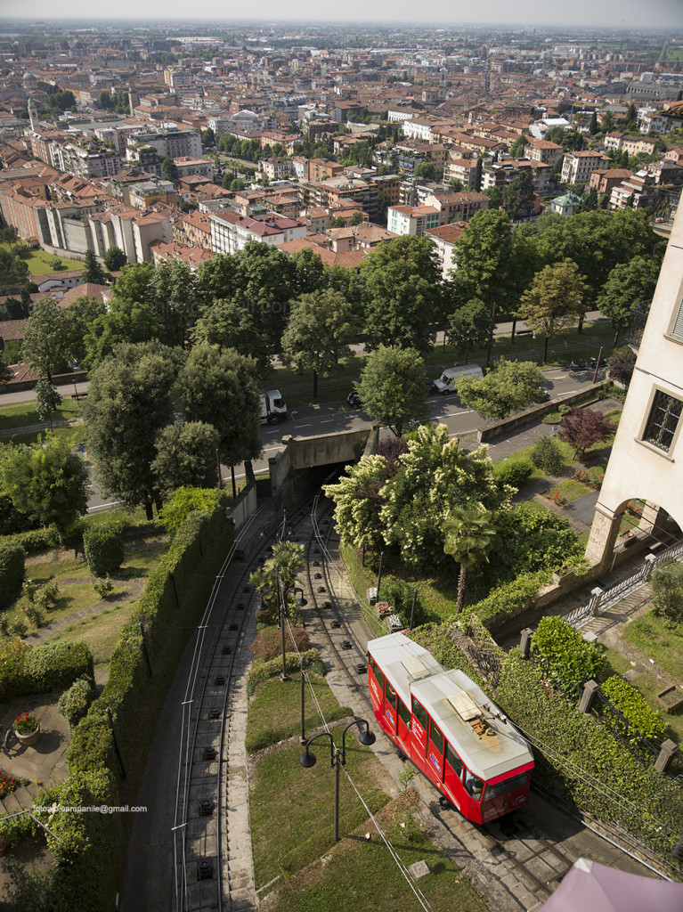 The funicular, Bergamo, Lombardy, Italy, Italia; Europe